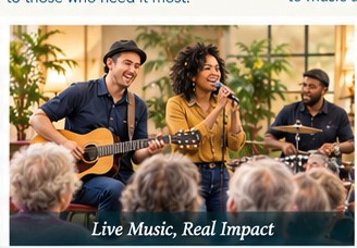 Diverse band performing for a community